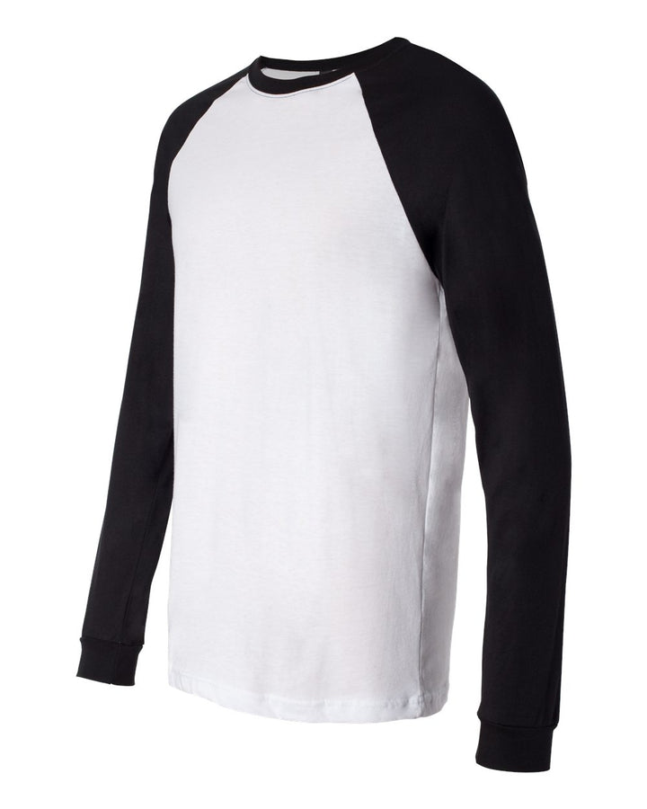 White/ Black Long Sleeve Jersey Baseball Tee - 3000