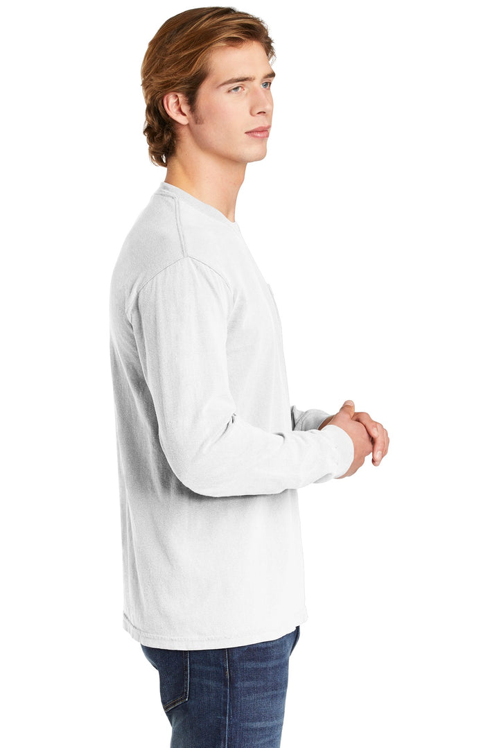 White COMFORT COLORS Heavyweight Ring Spun Long Sleeve Pocket Tee. 4410