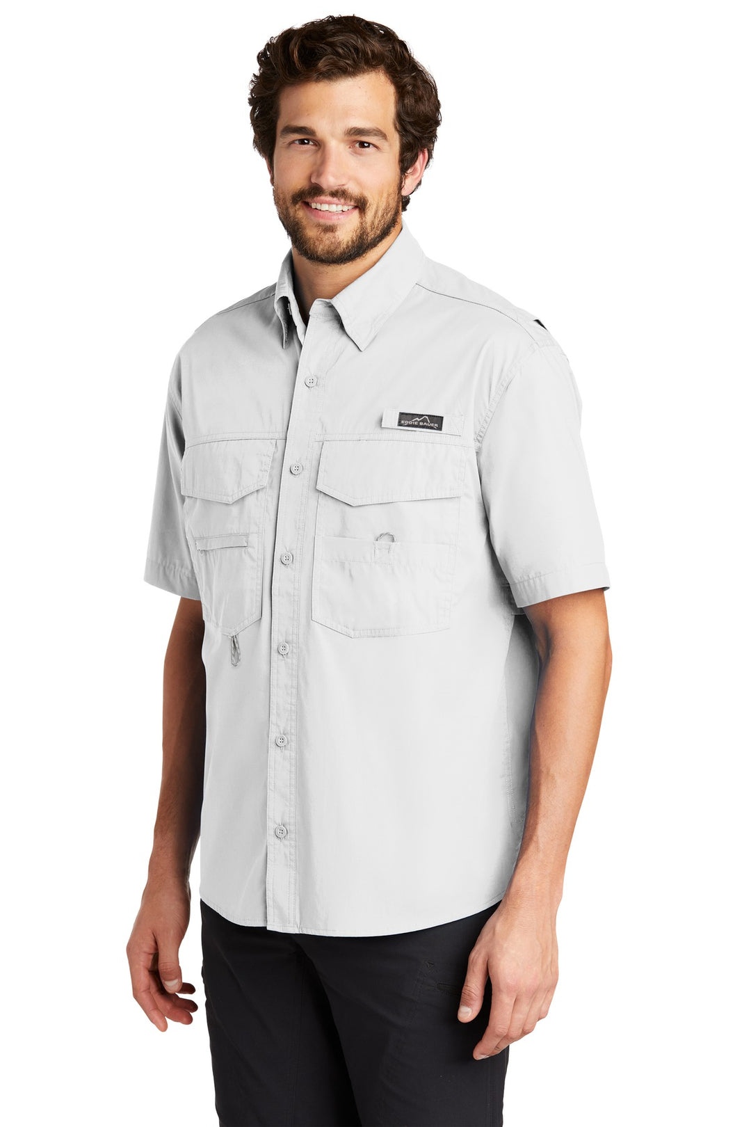 White Eddie Bauer - Short Sleeve Fishing Shirt. EB608