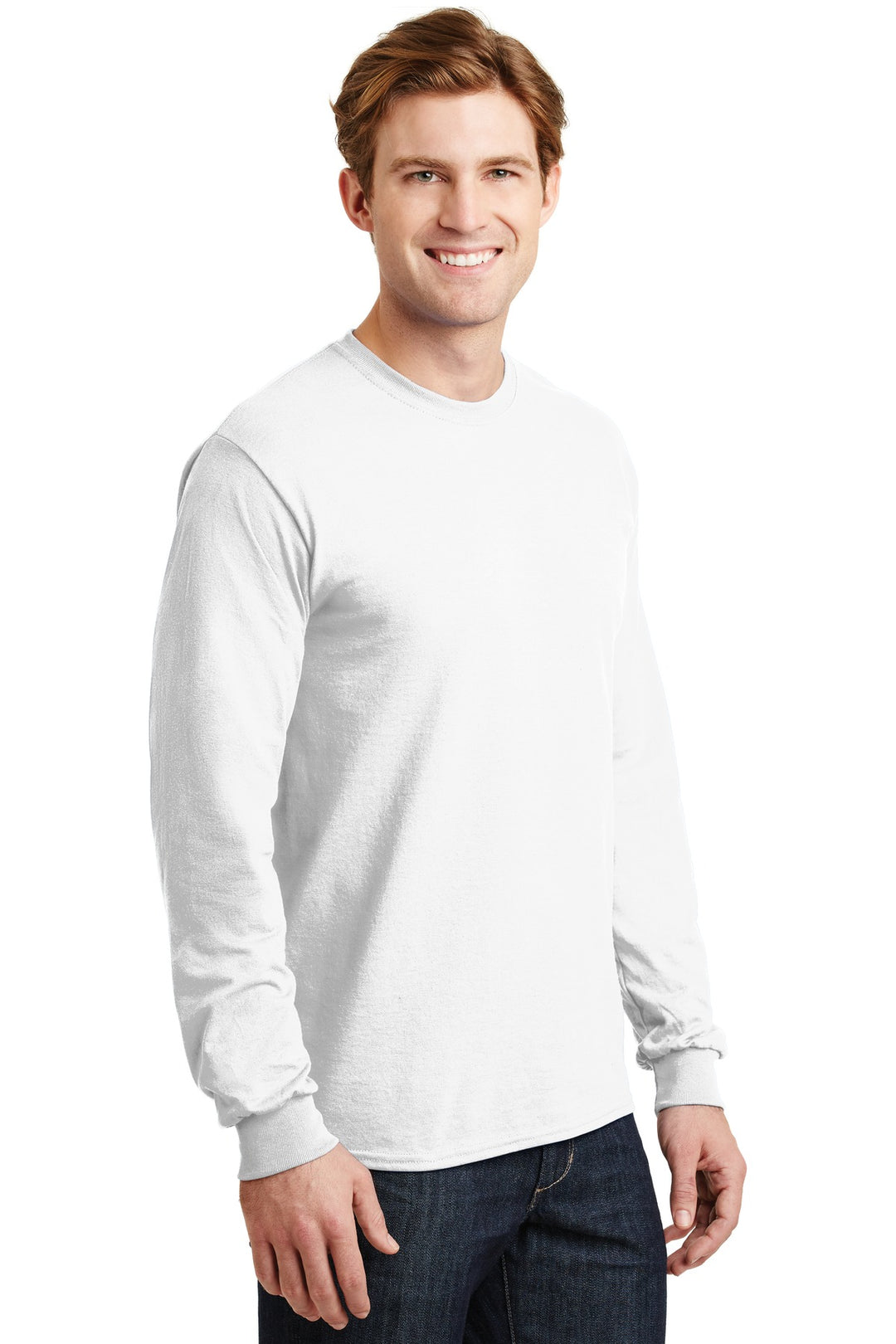 White Gildan - DryBlend 50 Cotton/50 Poly Long Sleeve T-Shirt. 8400