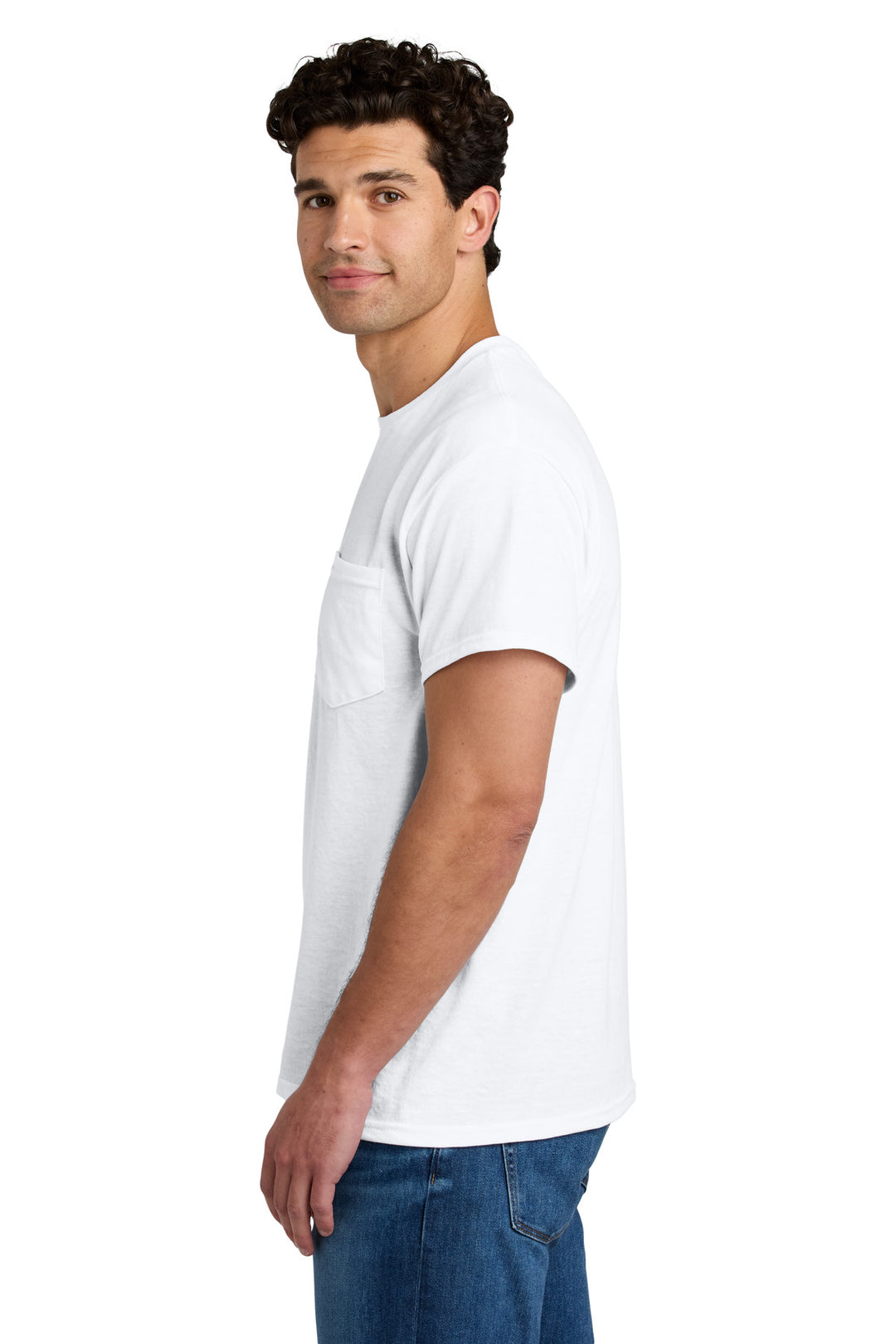 White Gildan - DryBlend 50 Cotton/50 Poly Pocket T-Shirt. 8300