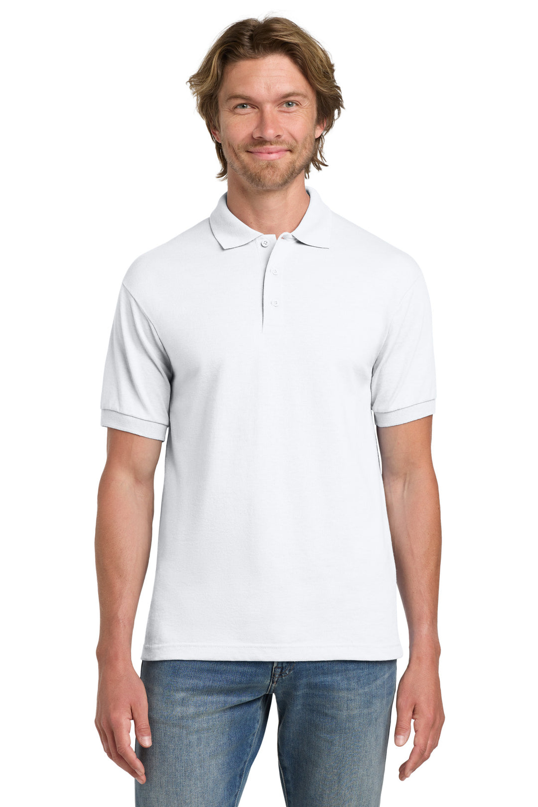 White Gildan - DryBlend 6-Ounce Jersey Knit Sport Shirt. 8800