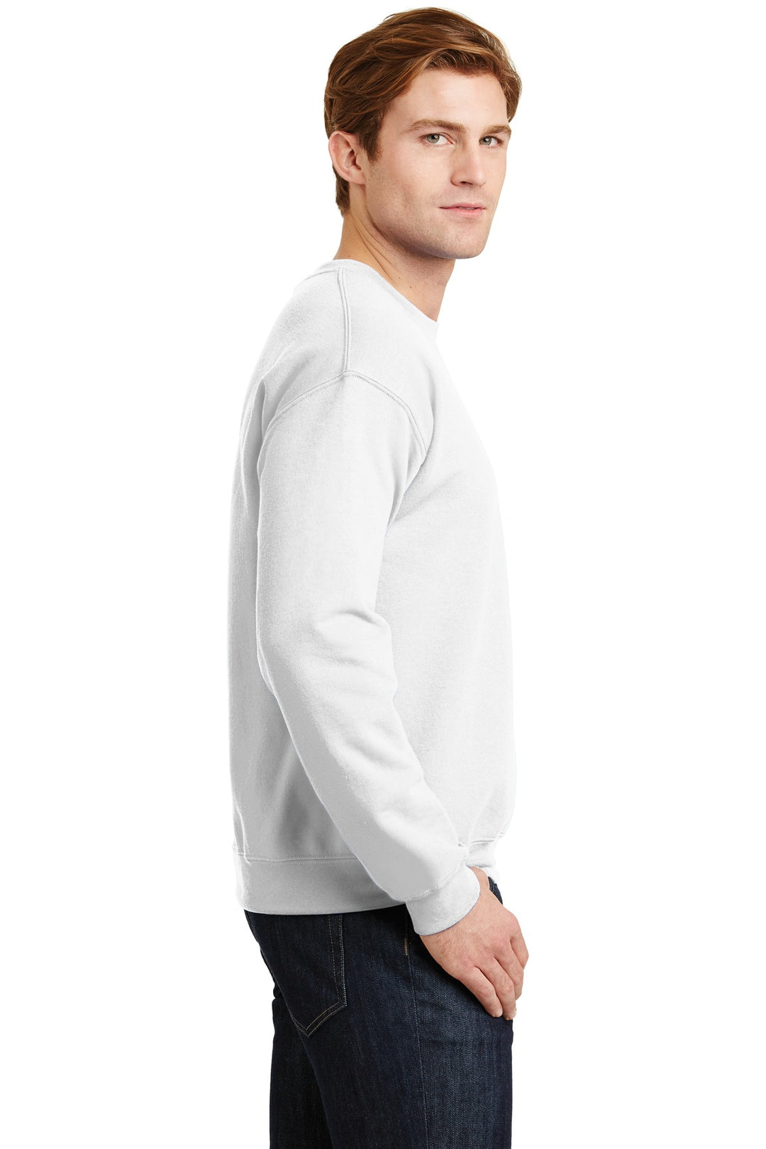 White Gildan Heavy Blend Crewneck Sweatshirt. 18000