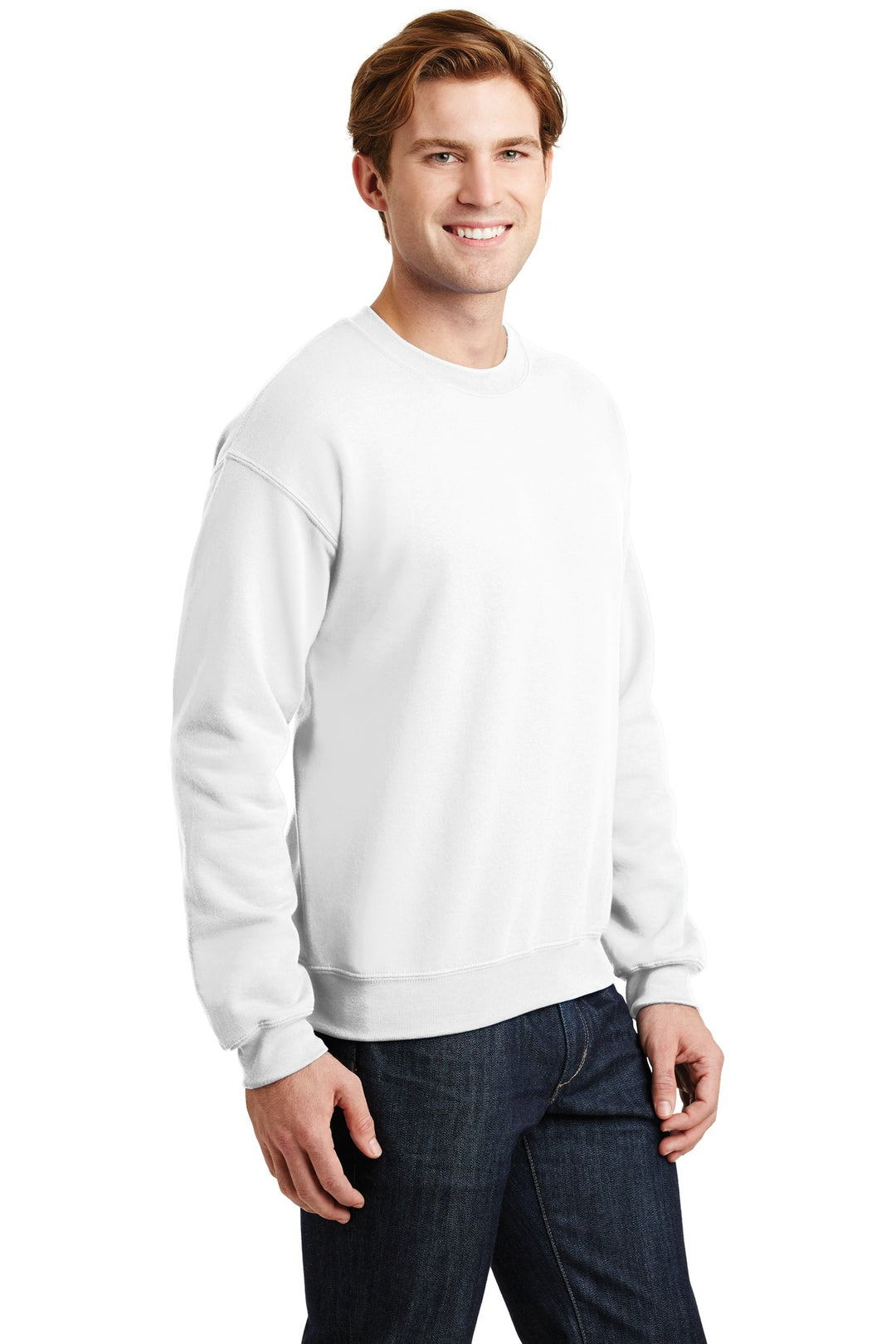 White Gildan Heavy Blend Crewneck Sweatshirt. 18000