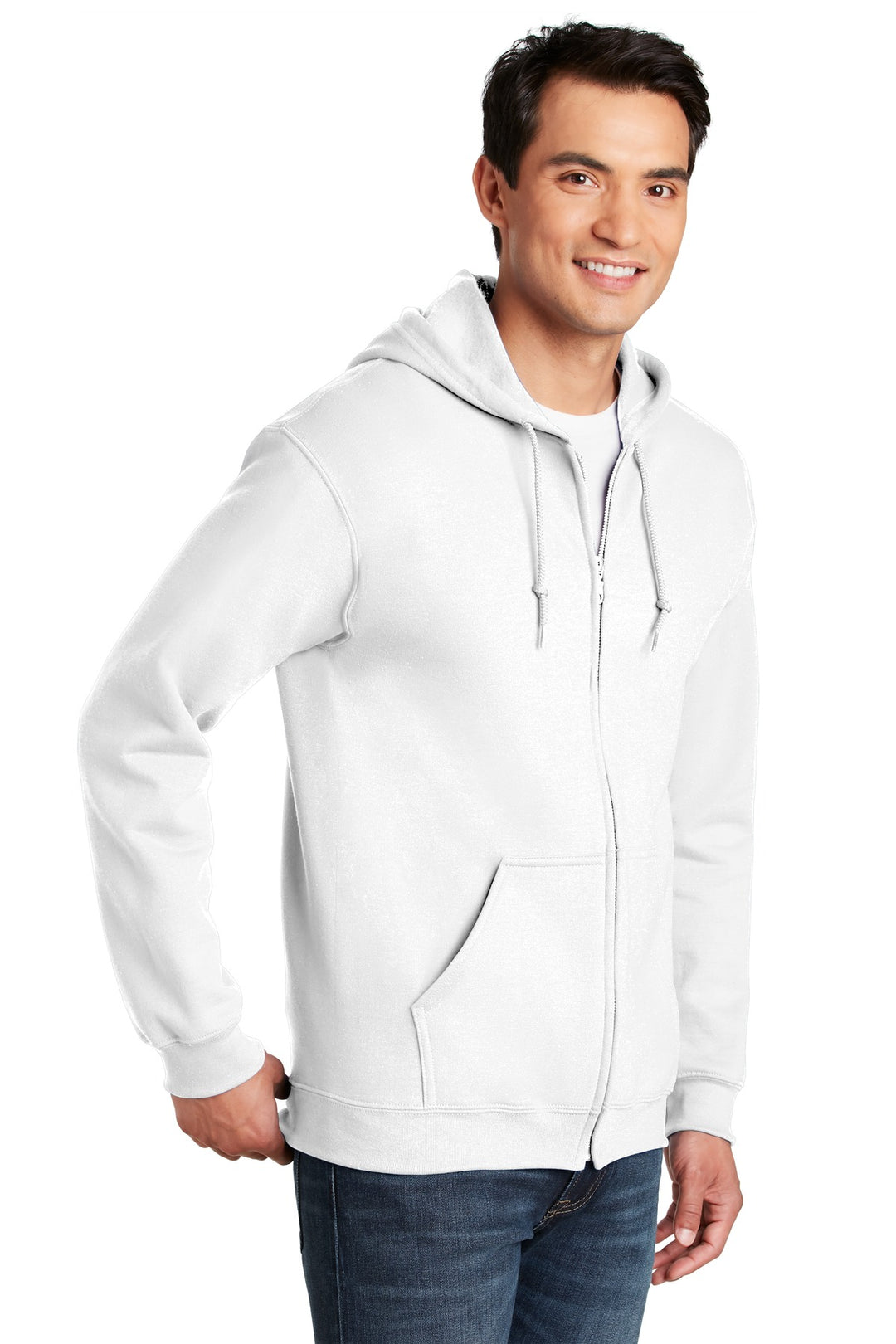 White Gildan - Heavy Blend Full-Zip Hooded Sweatshirt. 18600