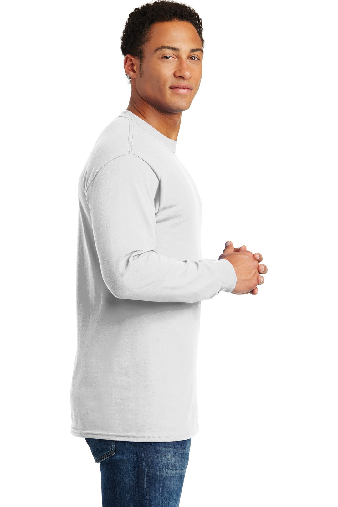 White Gildan - Heavy Cotton 100% Cotton Long Sleeve T-Shirt. 5400