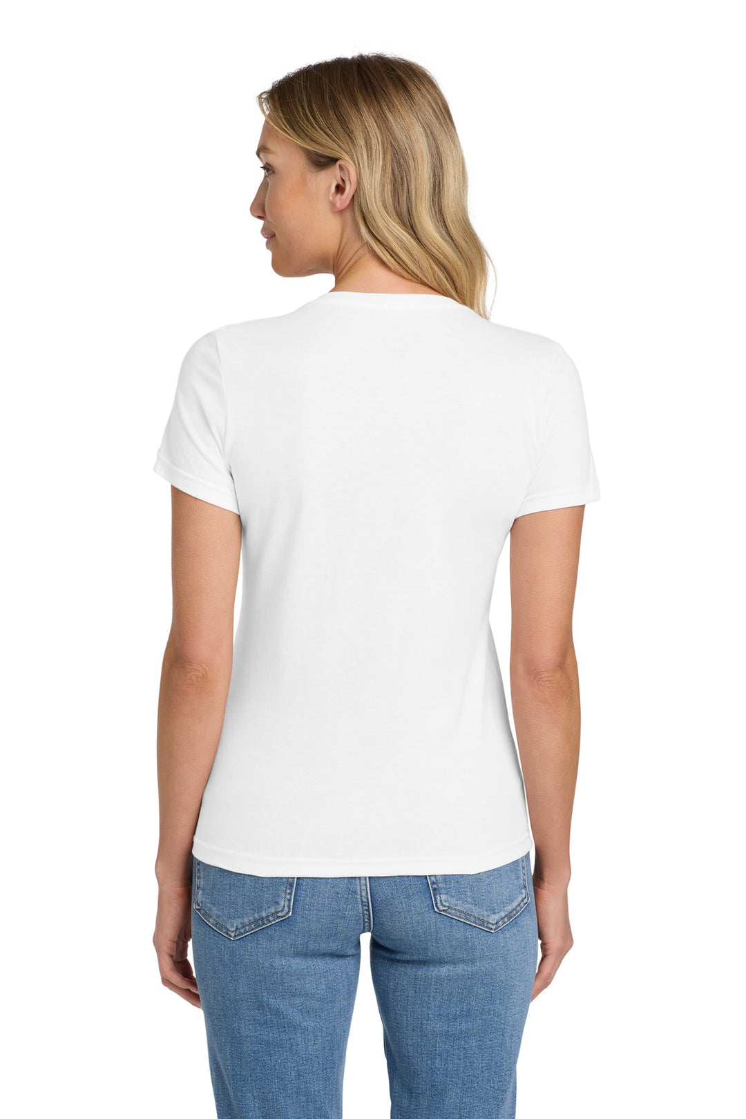 White Gildan Softstyle Women's Fit V-Neck T-Shirt. 64V00L