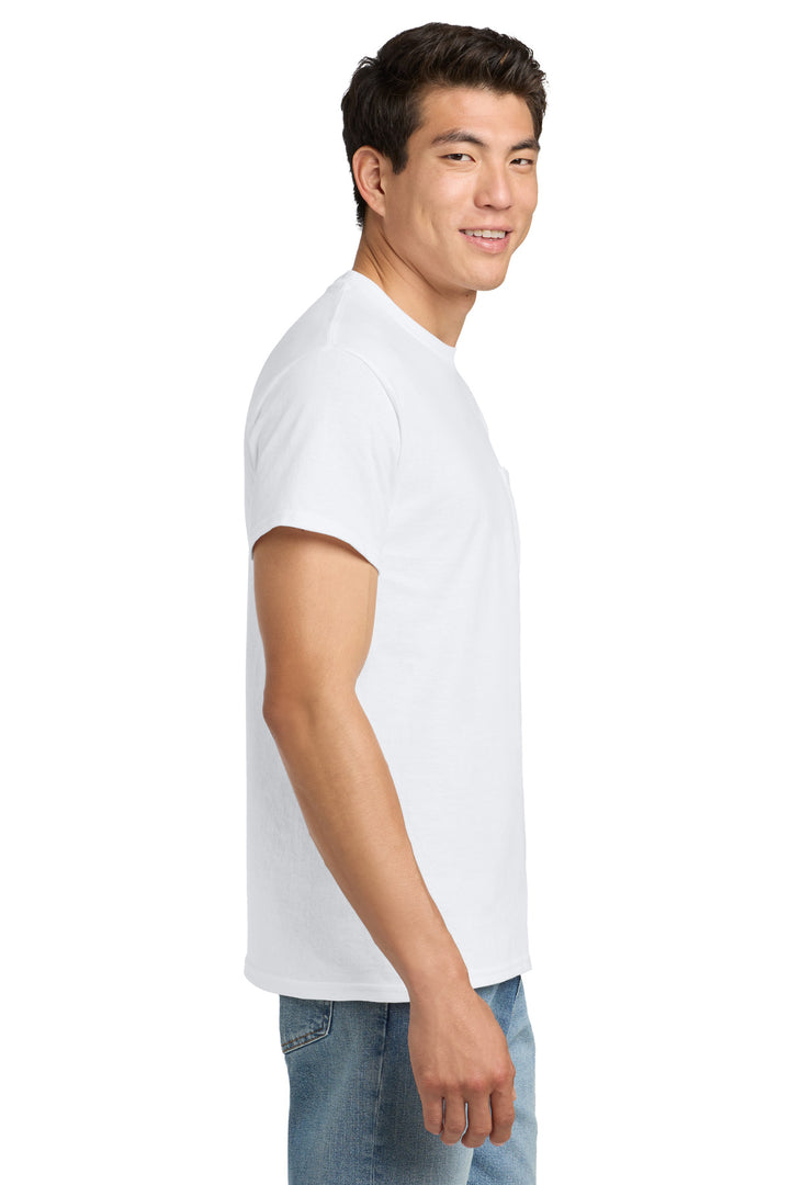 White Gildan - Ultra Cotton 100% US Cotton T-Shirt with Pocket. 2300