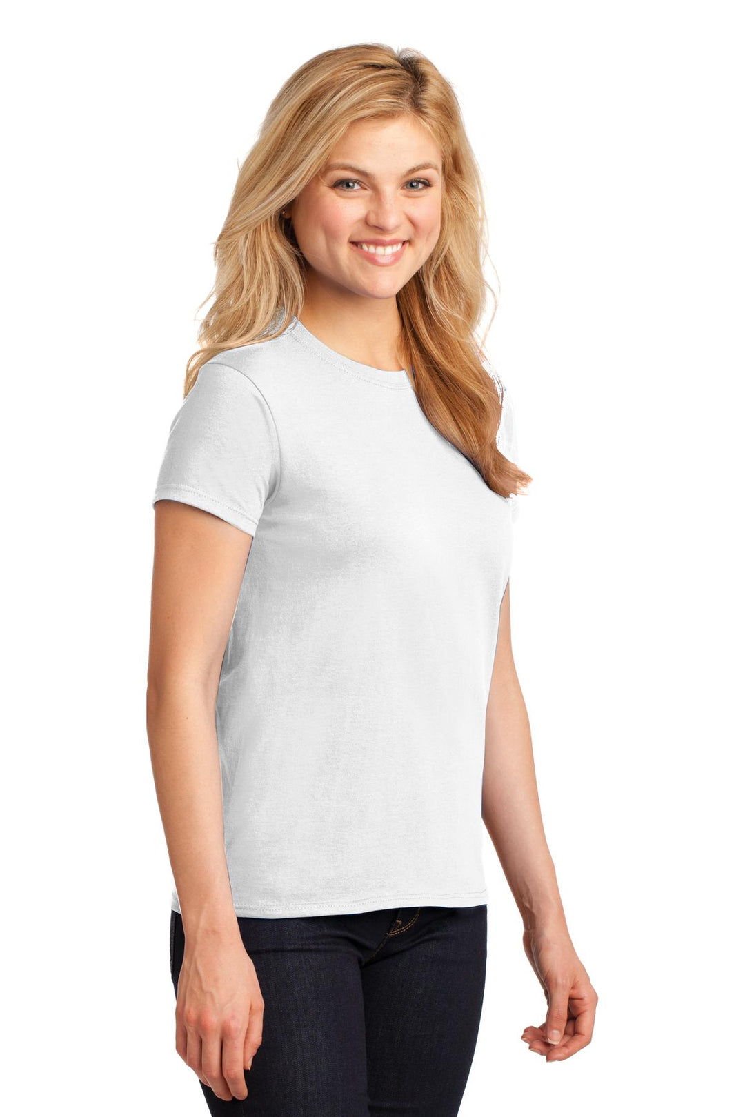 White Gildan Women's Heavy Cotton 100% Cotton T-Shirt. 5000L
