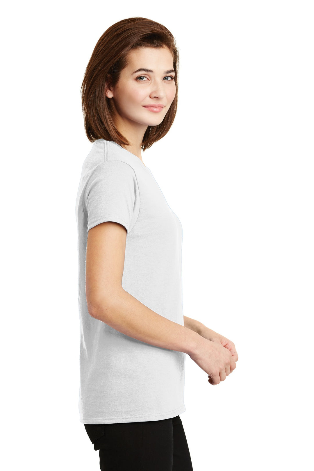 White Gildan Women's Ultra Cotton 100% US Cotton T-Shirt. 2000L