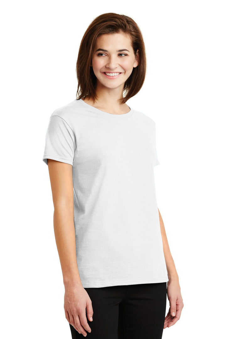 White Gildan Women's Ultra Cotton 100% US Cotton T-Shirt. 2000L
