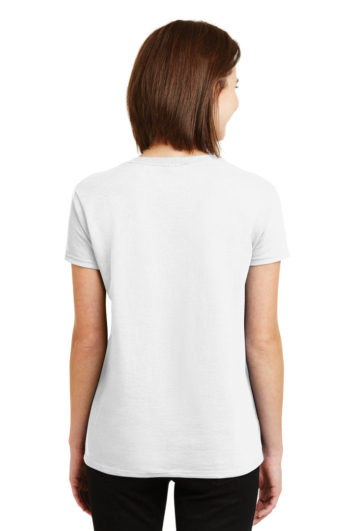 White Gildan Women's Ultra Cotton 100% US Cotton T-Shirt. 2000L