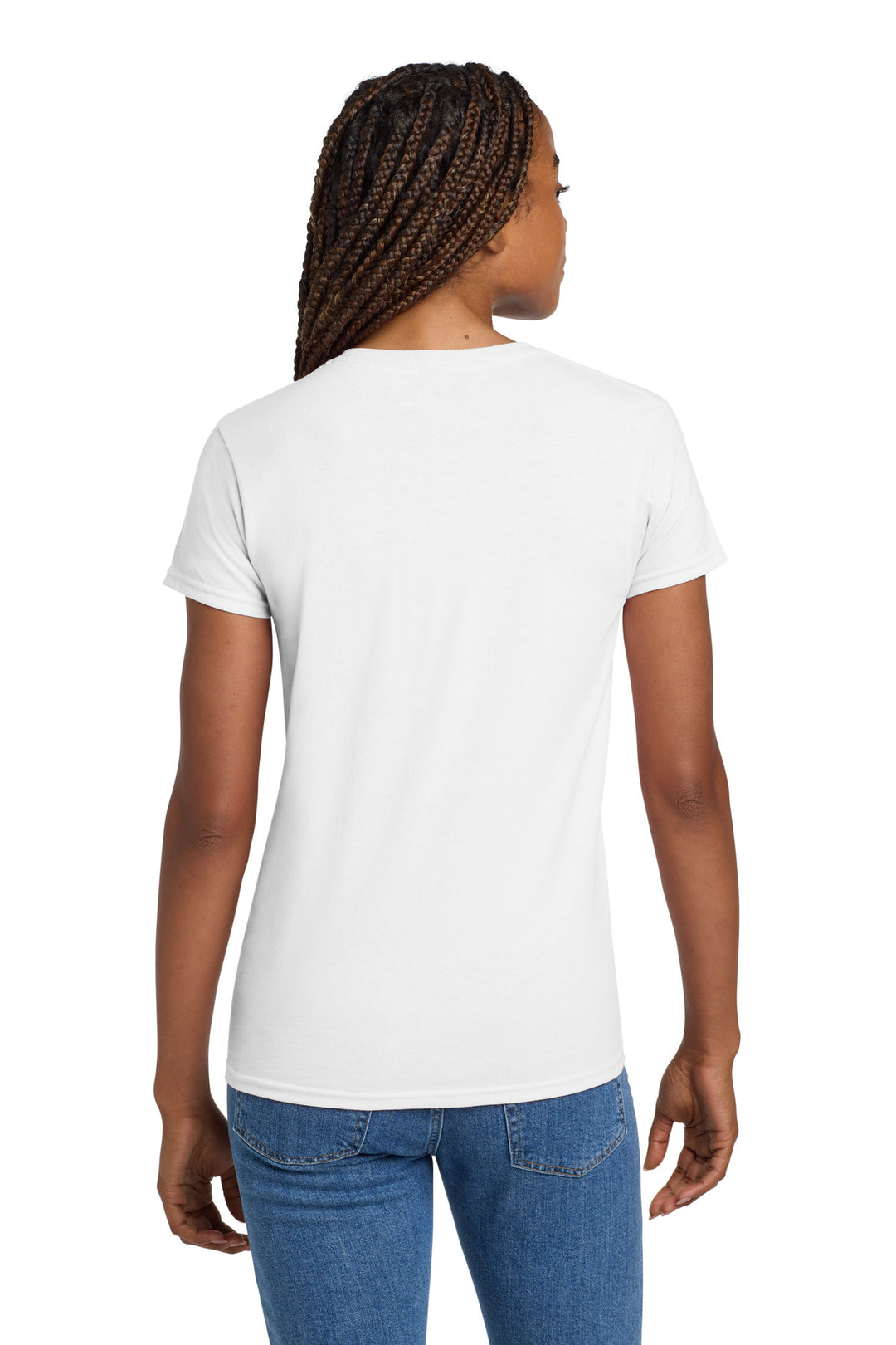 White Gildan Women's Ultra Cotton 100% US Cotton T-Shirt. 2000L