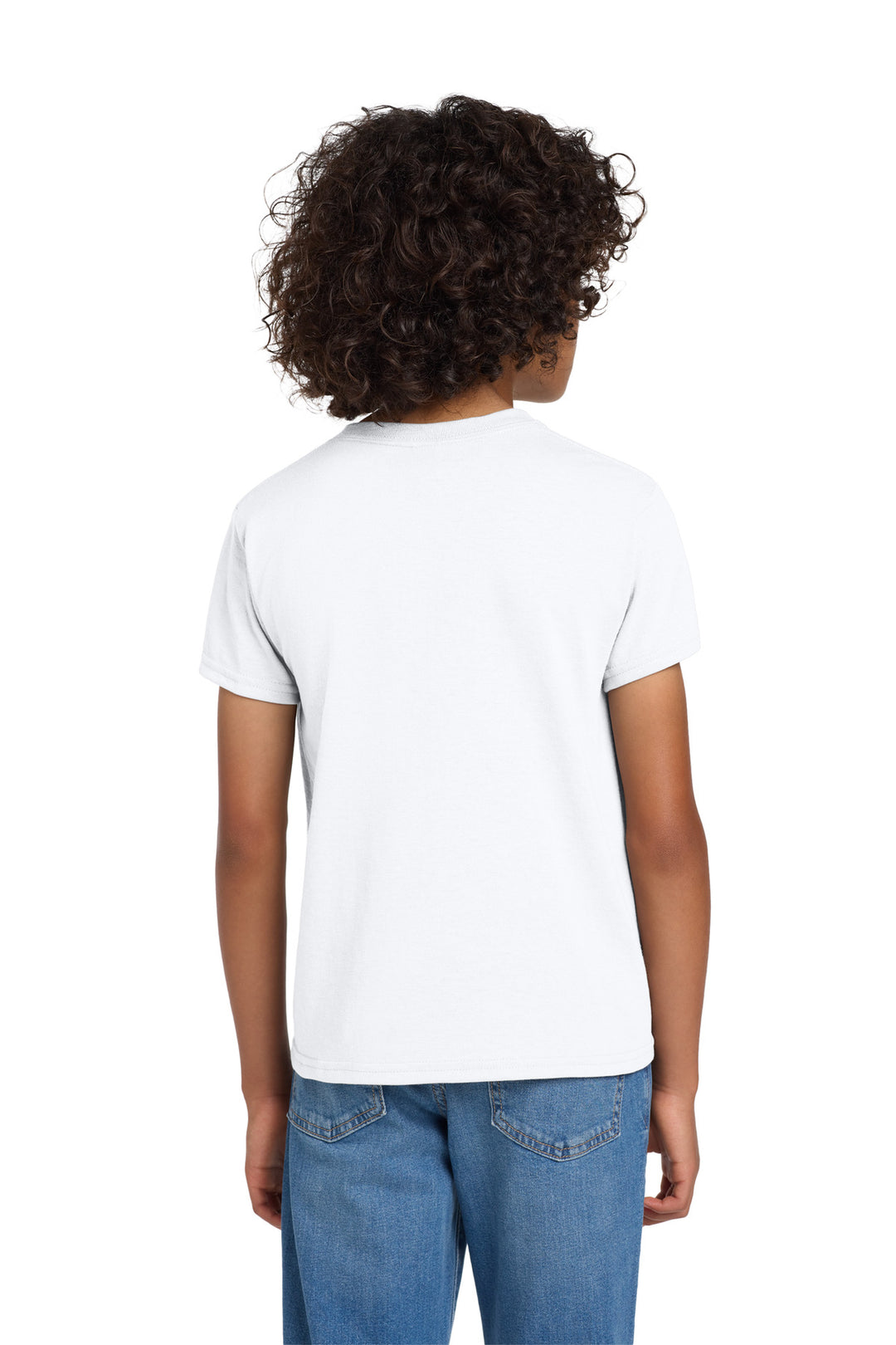 White Gildan Youth DryBlend 50 Cotton/50 Poly T-Shirt. 8000B