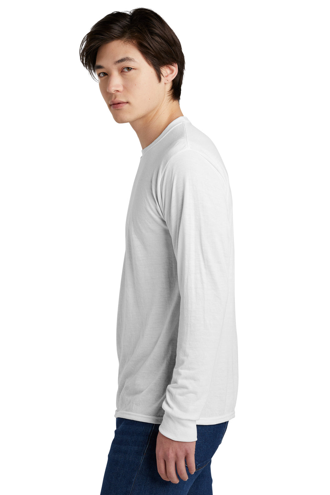 White Jerzees Dri-Power 100% Polyester Long Sleeve T-Shirt 21LS