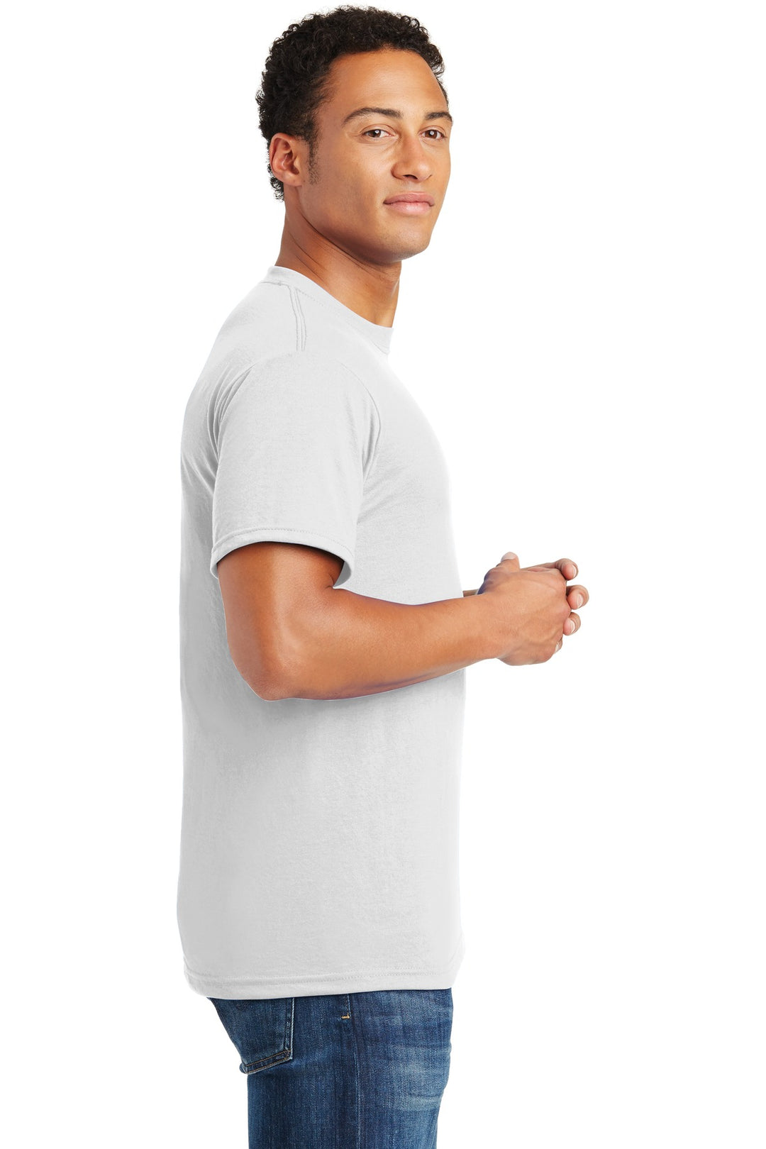 White Jerzees Dri-Power 100% Polyester T-Shirt. 21M