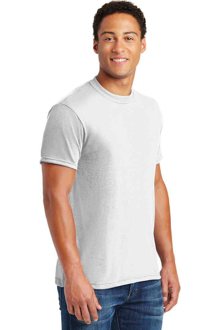 White Jerzees Dri-Power 100% Polyester T-Shirt. 21M