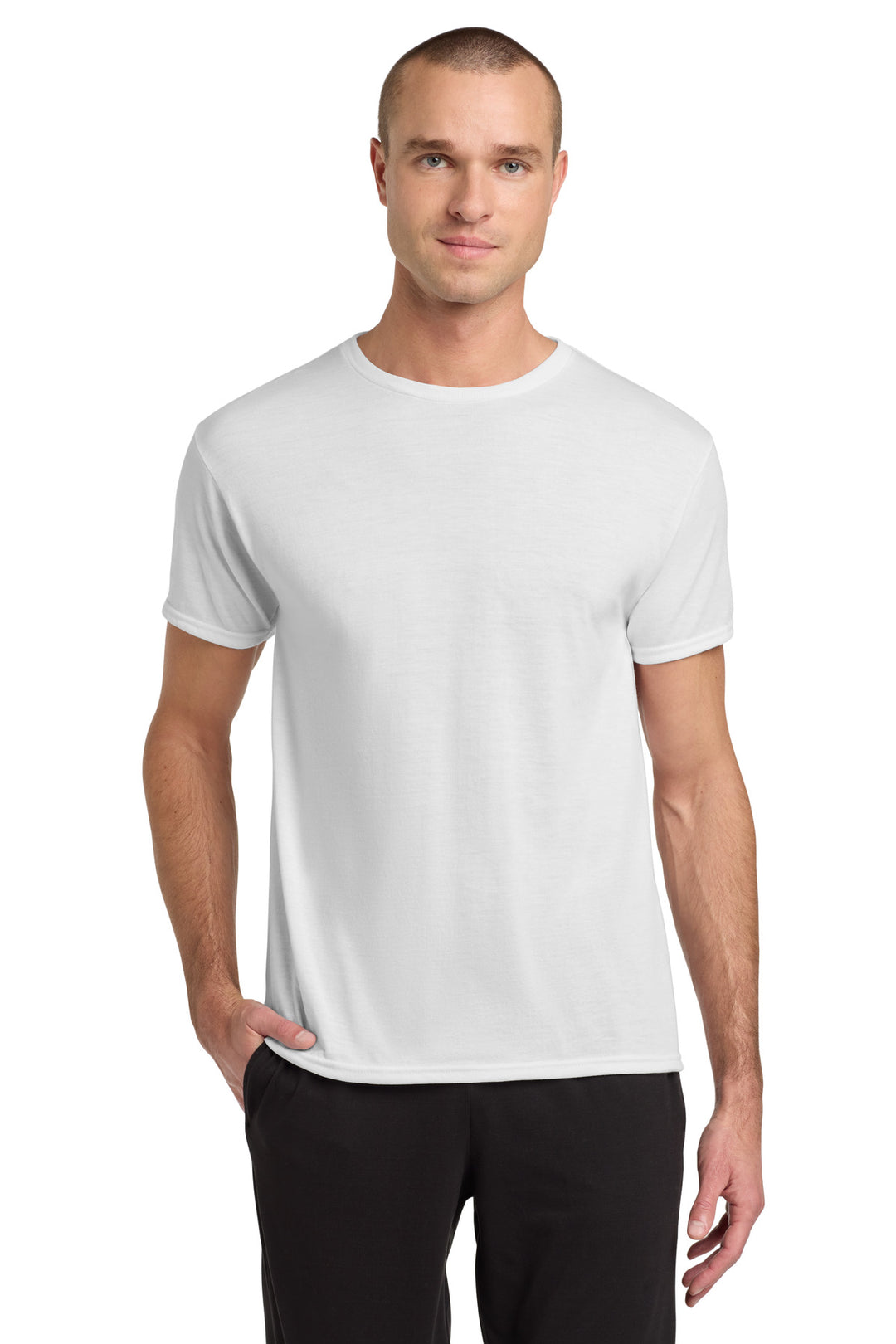 White Jerzees Dri-Power 100% Polyester T-Shirt. 21M