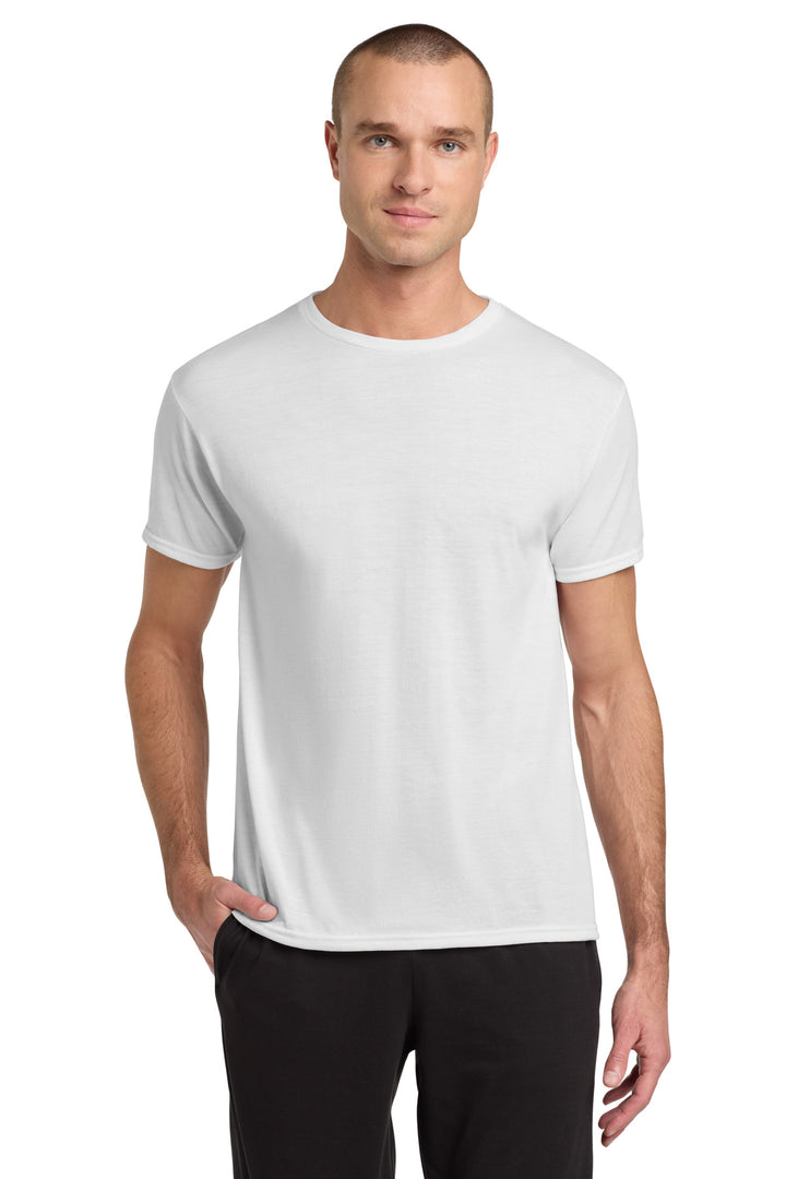 White Jerzees Dri-Power 100% Polyester T-Shirt. 21M