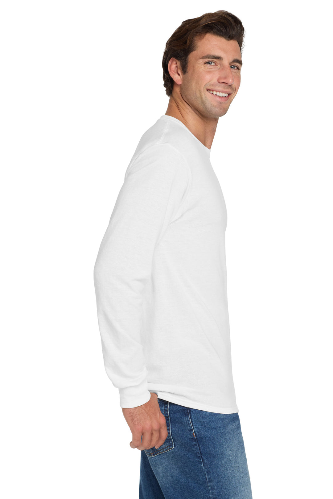 White Jerzees - Dri-Power 50/50 Cotton/Poly Long Sleeve T-Shirt. 29LS