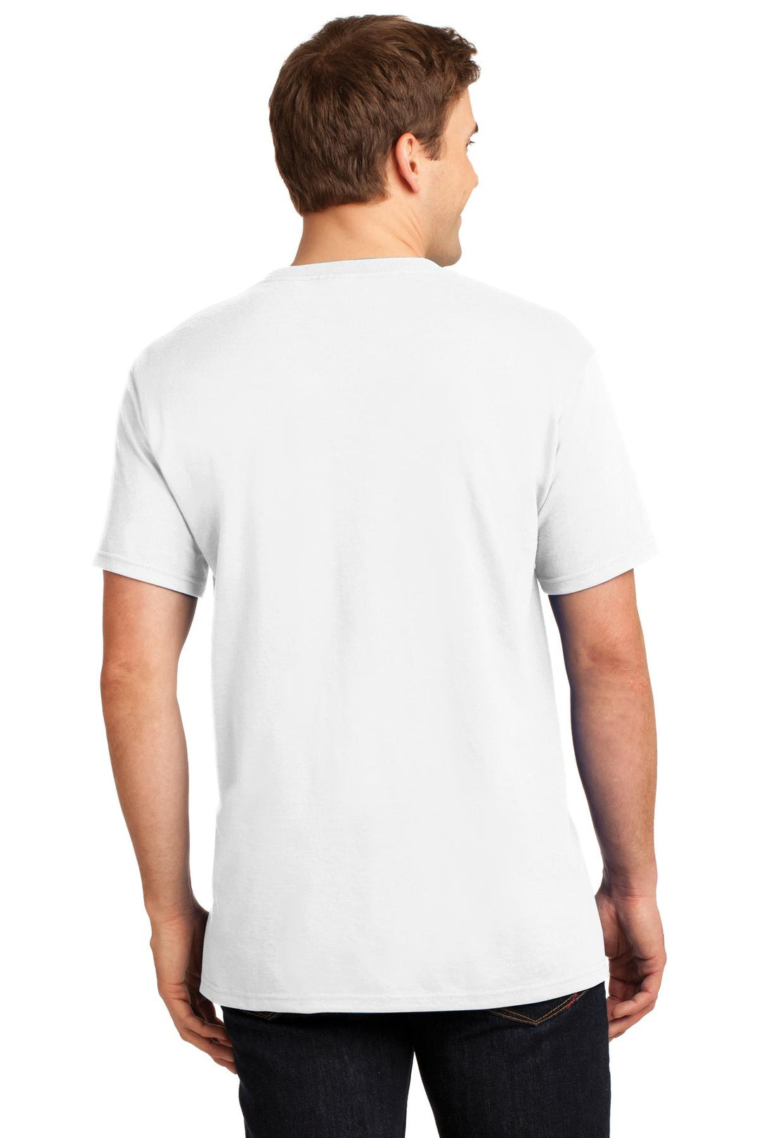 White Jerzees - Dri-Power 50/50 Cotton/Poly Pocket T-Shirt. 29MP