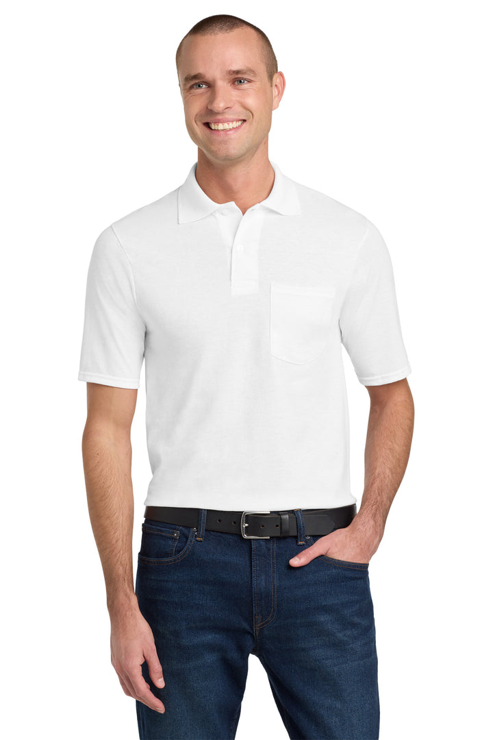 White Jerzees Dri-Power Pocket Sport Shirt. 436MP