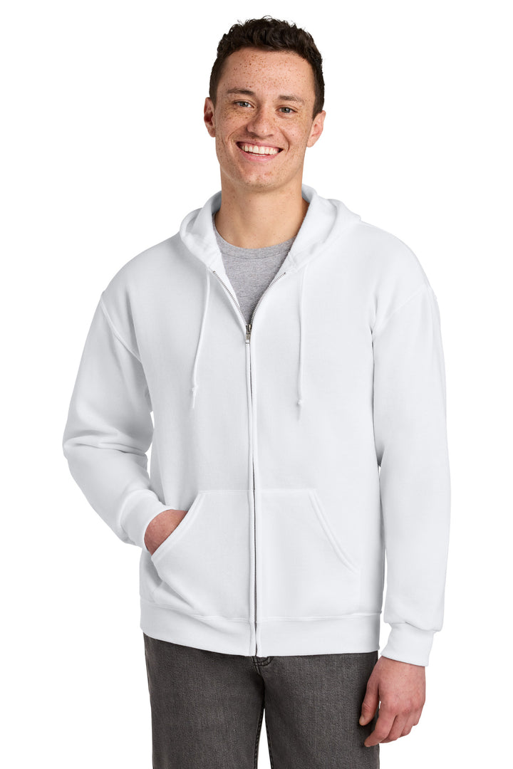 White Jerzees - NuBlend Full-Zip Hooded Sweatshirt. 993M