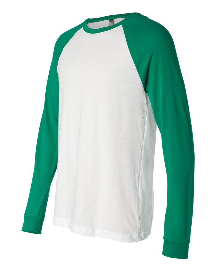 White/ Kelly Long Sleeve Jersey Baseball Tee - 3000