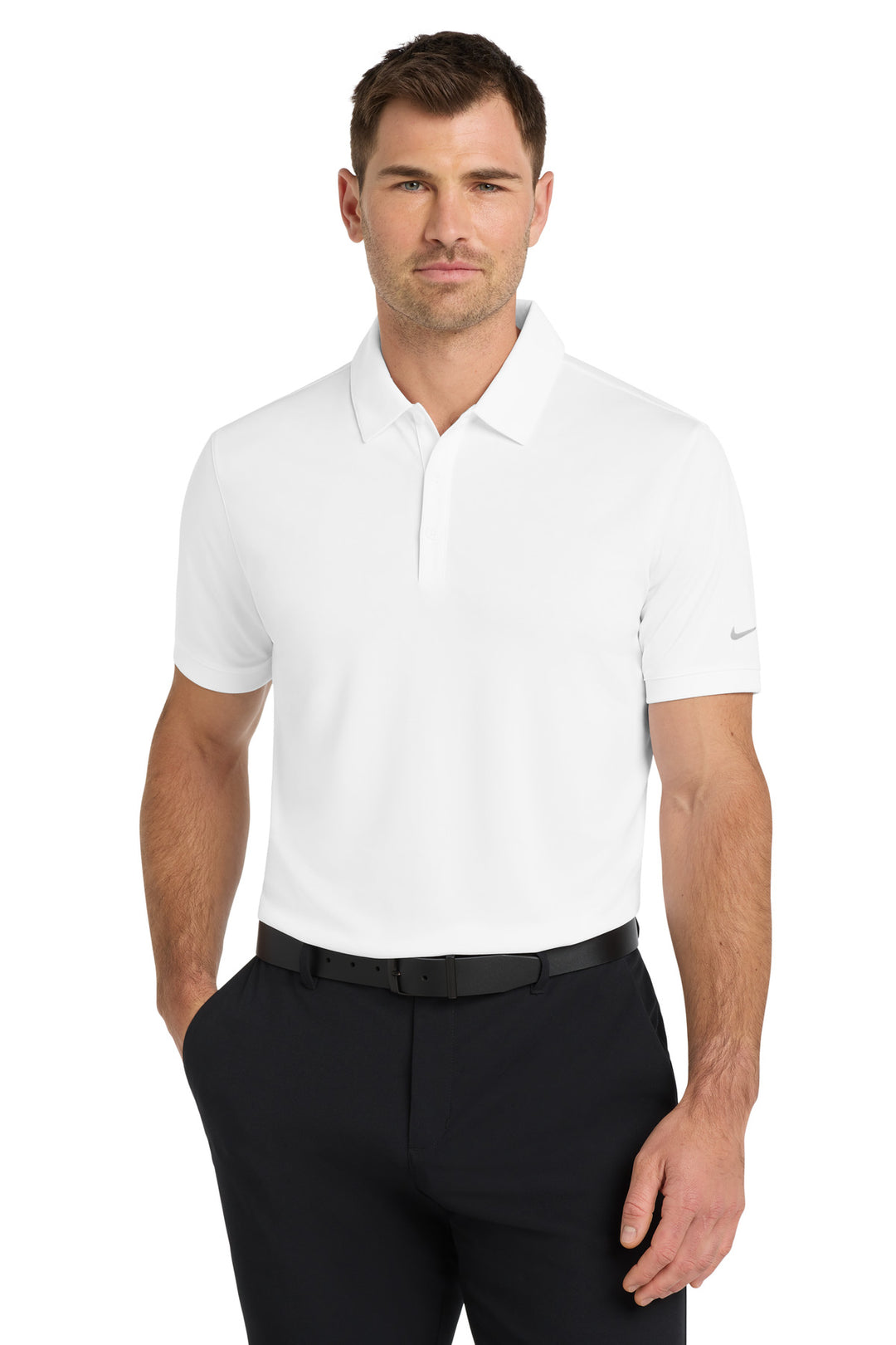 White Nike Dri-FIT Players Modern Fit Polo. 799802