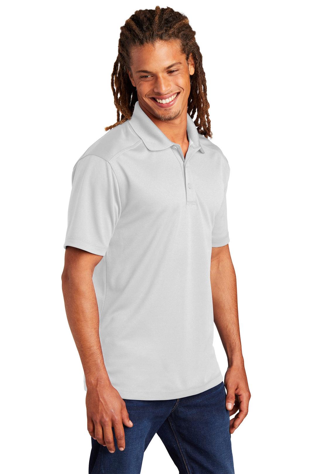 White Sport-Tek PosiCharge Micro-Mesh Polo. ST680