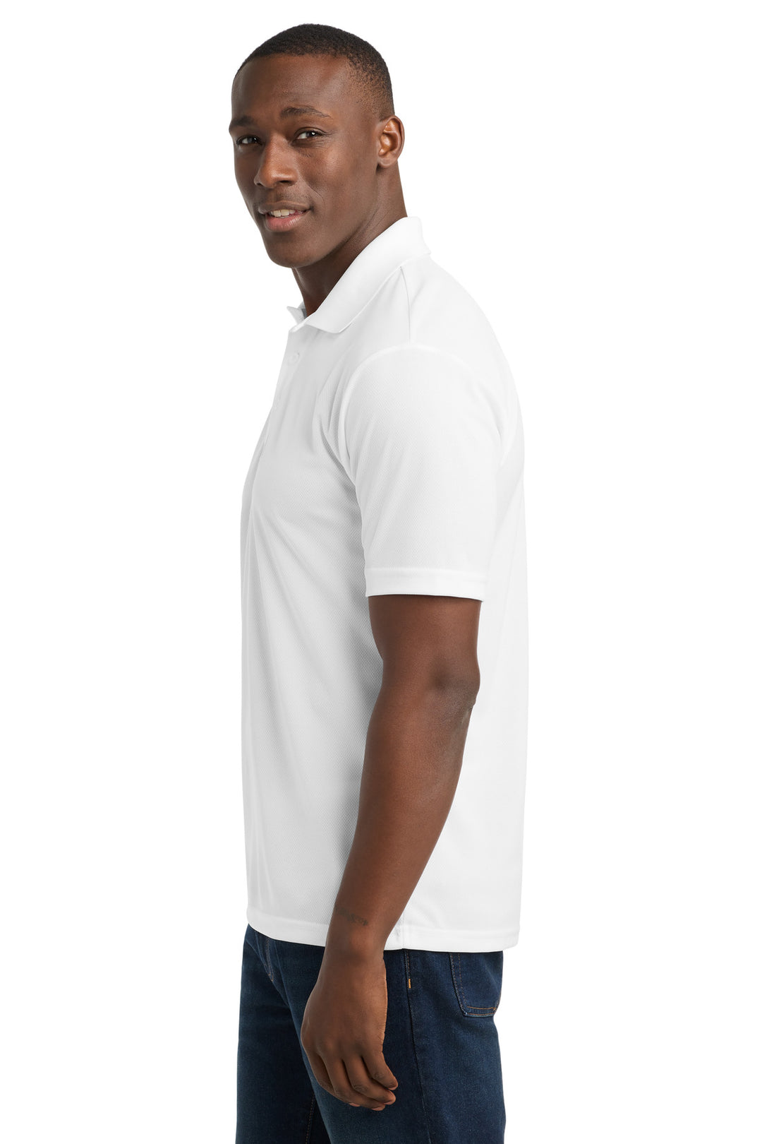 White Sport-Tek PosiCharge RacerMesh Polo. ST640