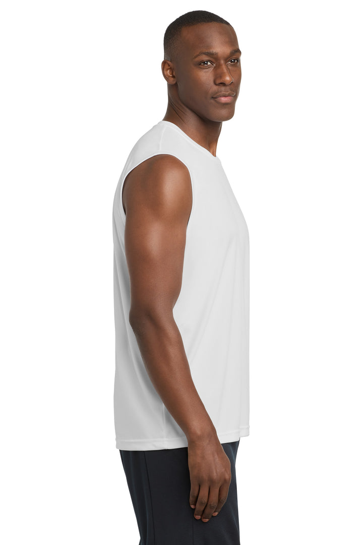 White Sport-Tek Sleeveless PosiCharge Competitor Tee. ST352