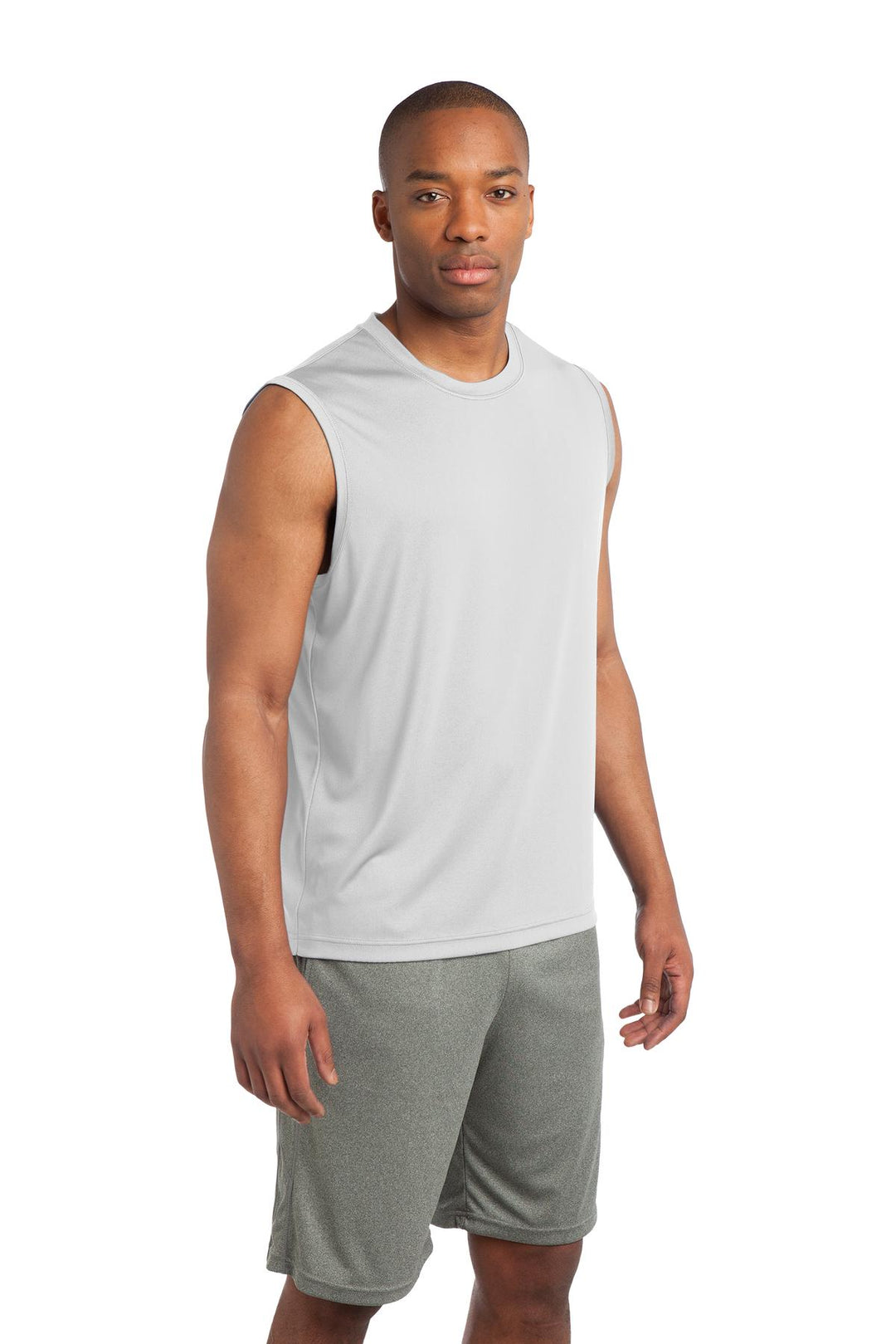 White Sport-Tek Sleeveless PosiCharge Competitor Tee. ST352