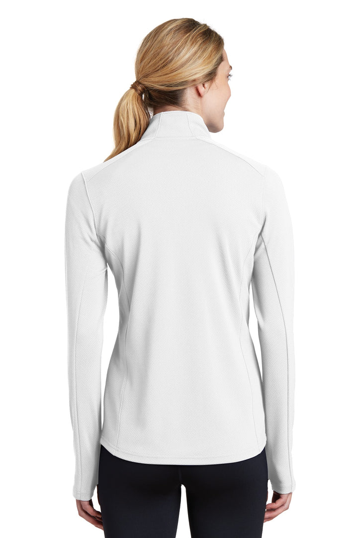 White Sport-Tek Women's Sport-Wick Textured 1/4-Zip Pullover. LST860