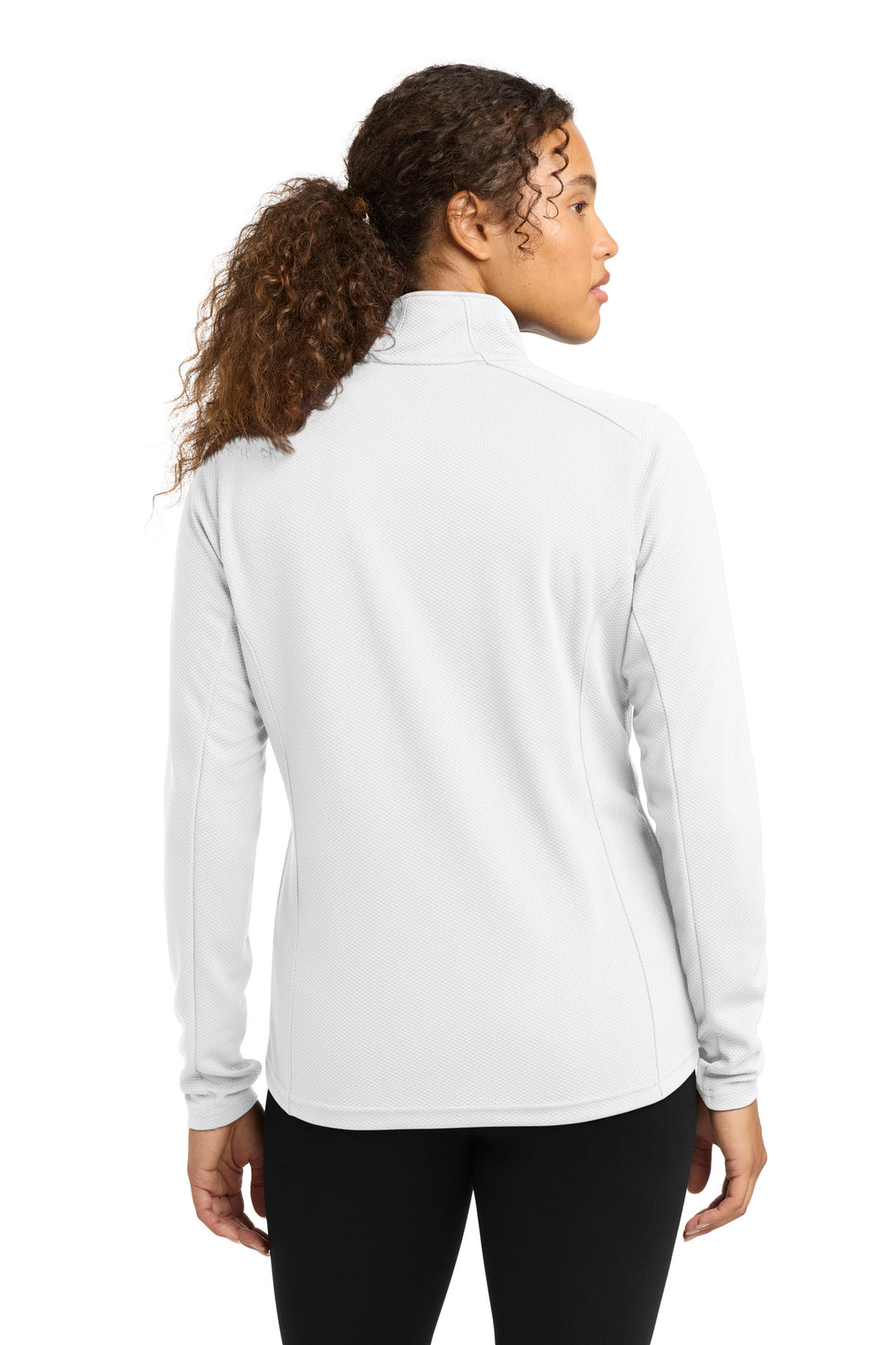 White Sport-Tek Women's Sport-Wick Textured 1/4-Zip Pullover. LST860