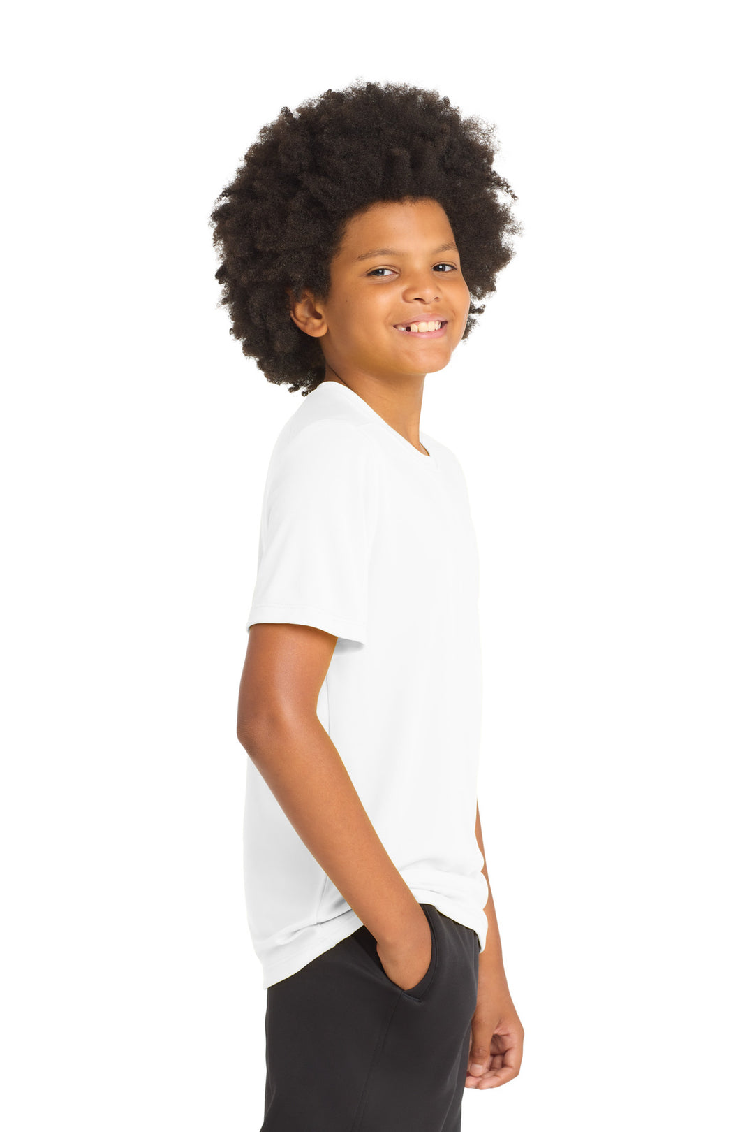 White Sport-Tek Youth Posi-UV Pro Tee. YST420