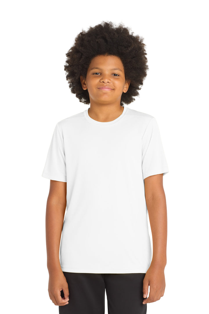 White Sport-Tek Youth Posi-UV Pro Tee. YST420