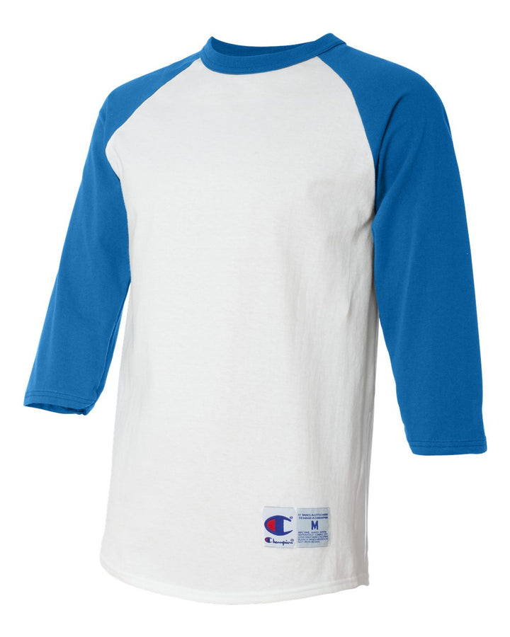White/ Team Blue Raglan Sleeve Baseball T-Shirt - T137