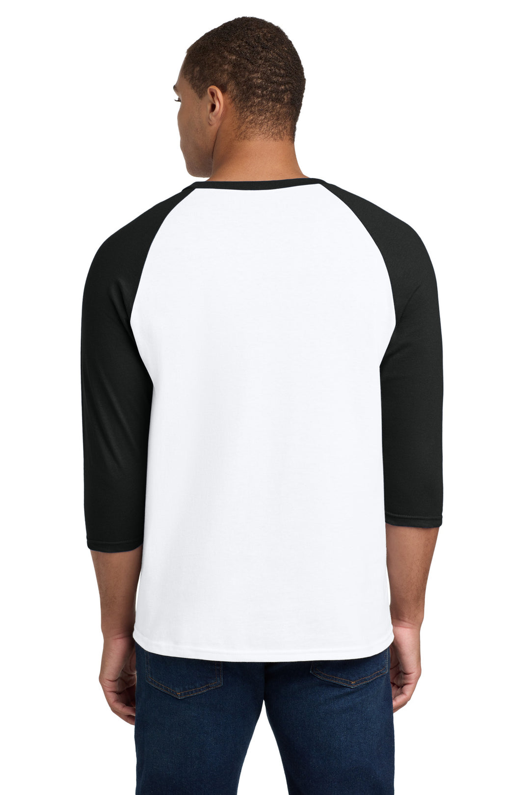 White/Black Gildan Heavy Cotton 3/4-Sleeve Raglan T-Shirt. 5700