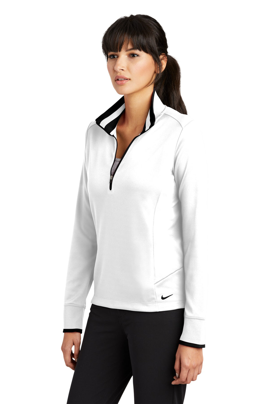 White/Black Nike Women's Dri-FIT 1/2-Zip Cover-Up. 578674