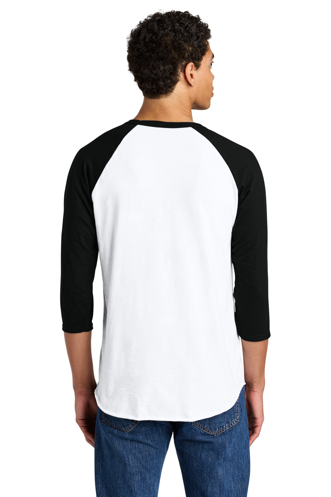 Wht/BlkInk Jerzees Unisex Premium Blend Combed Ring Spun 3/4-Sleeve Raglan 560R