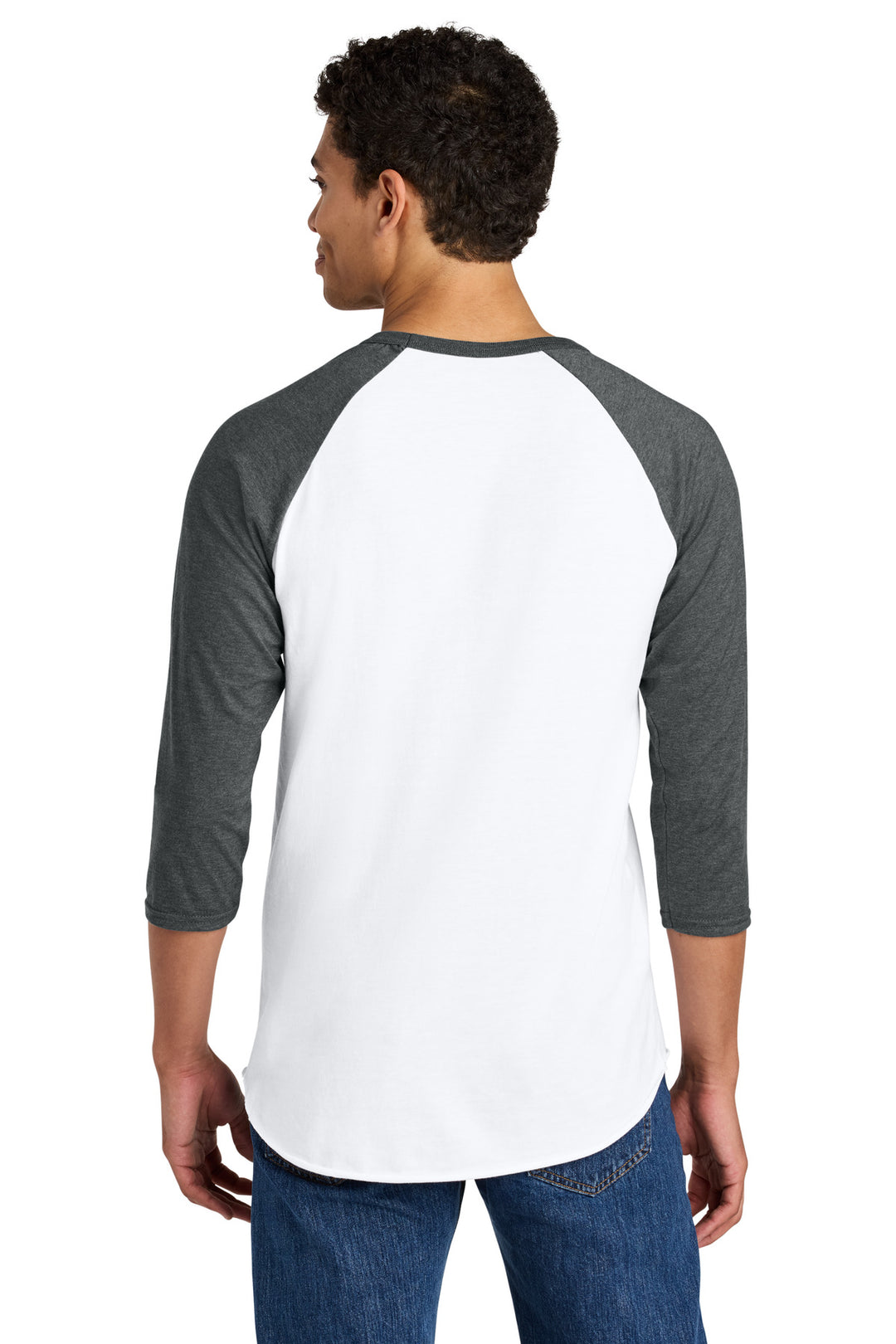 Wht/ChrHtr Jerzees Unisex Premium Blend Combed Ring Spun 3/4-Sleeve Raglan 560R