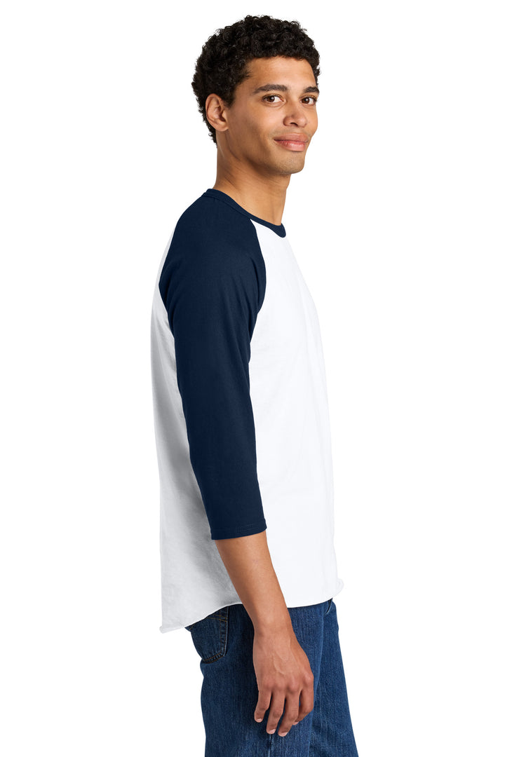 Wht/JNavy Jerzees Unisex Premium Blend Combed Ring Spun 3/4-Sleeve Raglan 560R
