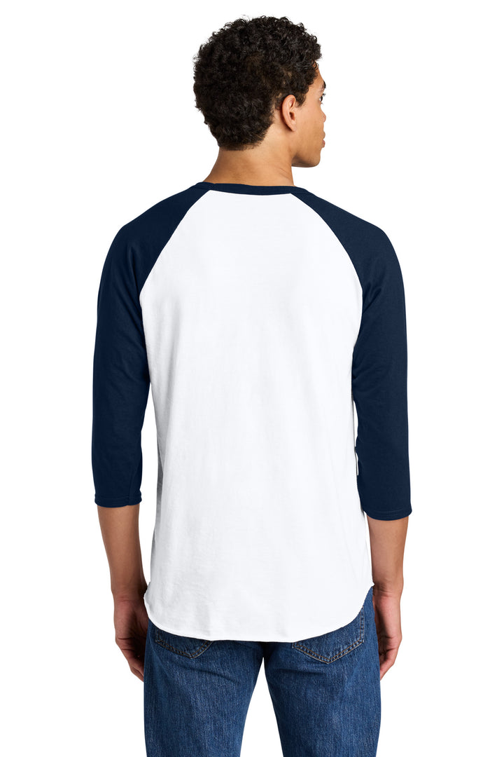 Wht/JNavy Jerzees Unisex Premium Blend Combed Ring Spun 3/4-Sleeve Raglan 560R